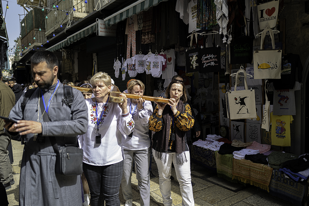 Ukrainian Women On The Way Of The Cross, Jerusalem by John Cavana