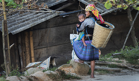 Vietnamese Village Girl Home From The Rice Fields