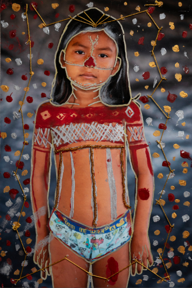 Girl in a jungle with embroidery embelishment