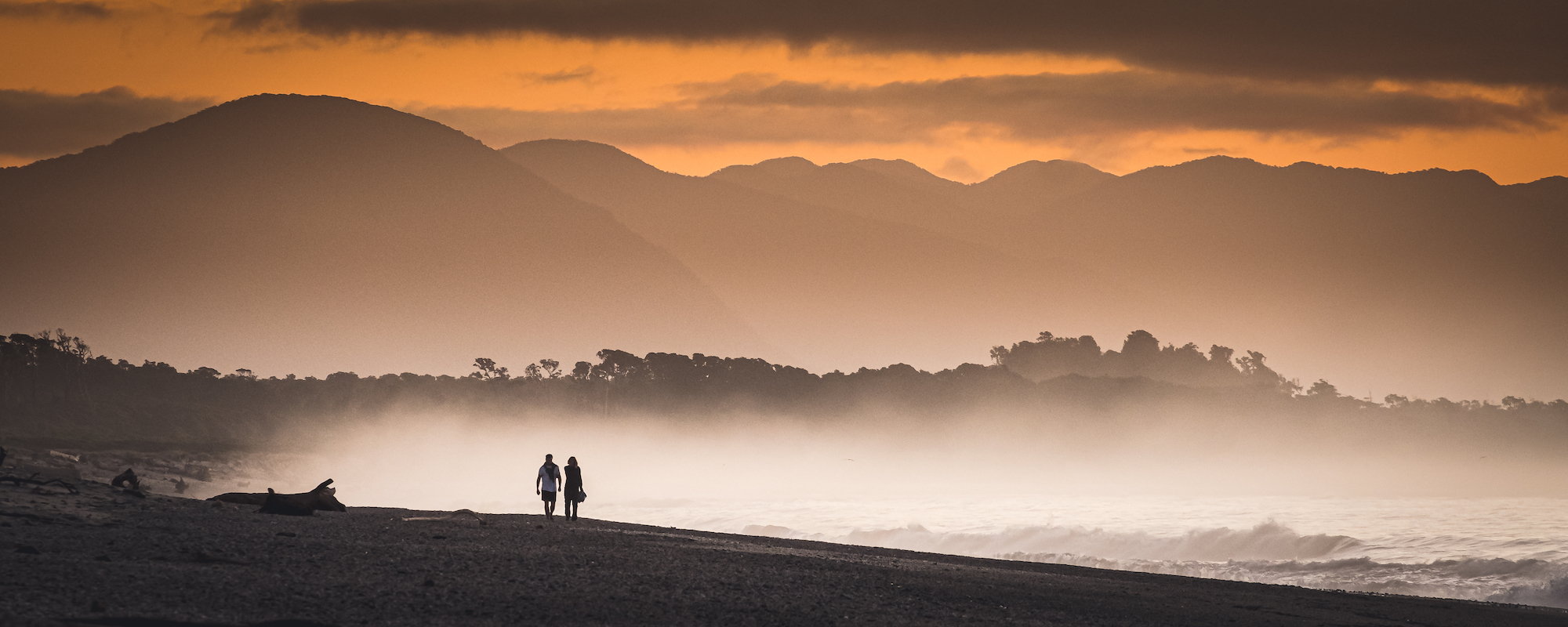 Beach Walkers Haast Beach, New Zealand