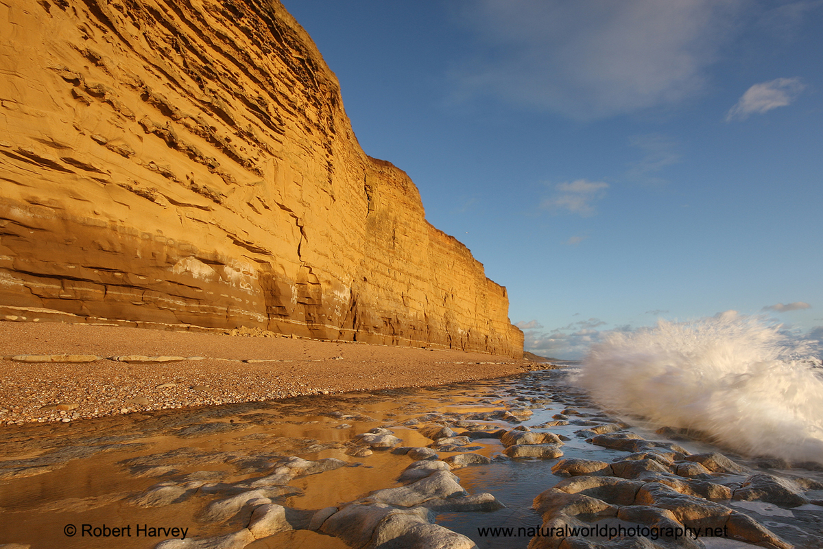 UK09 672 Breaking Wave At Burton Bradstock Cliffs, Dorset 2