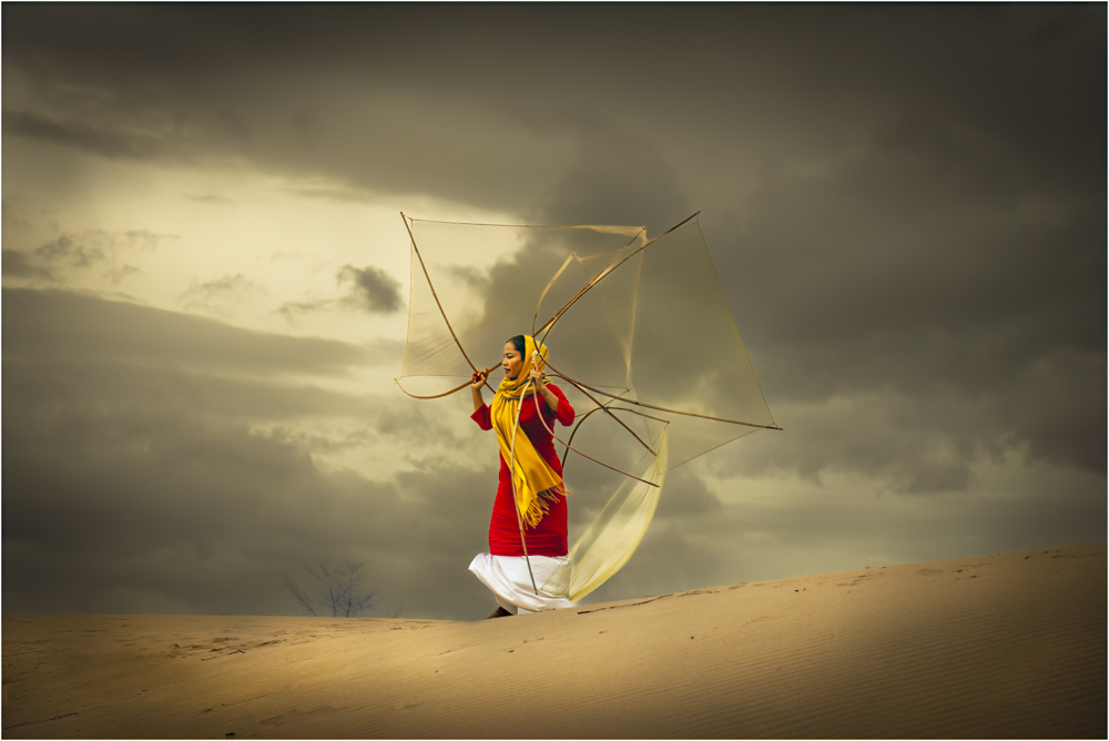 Woman Carrying Fishing Nets, Vietnam by Brian Houghton