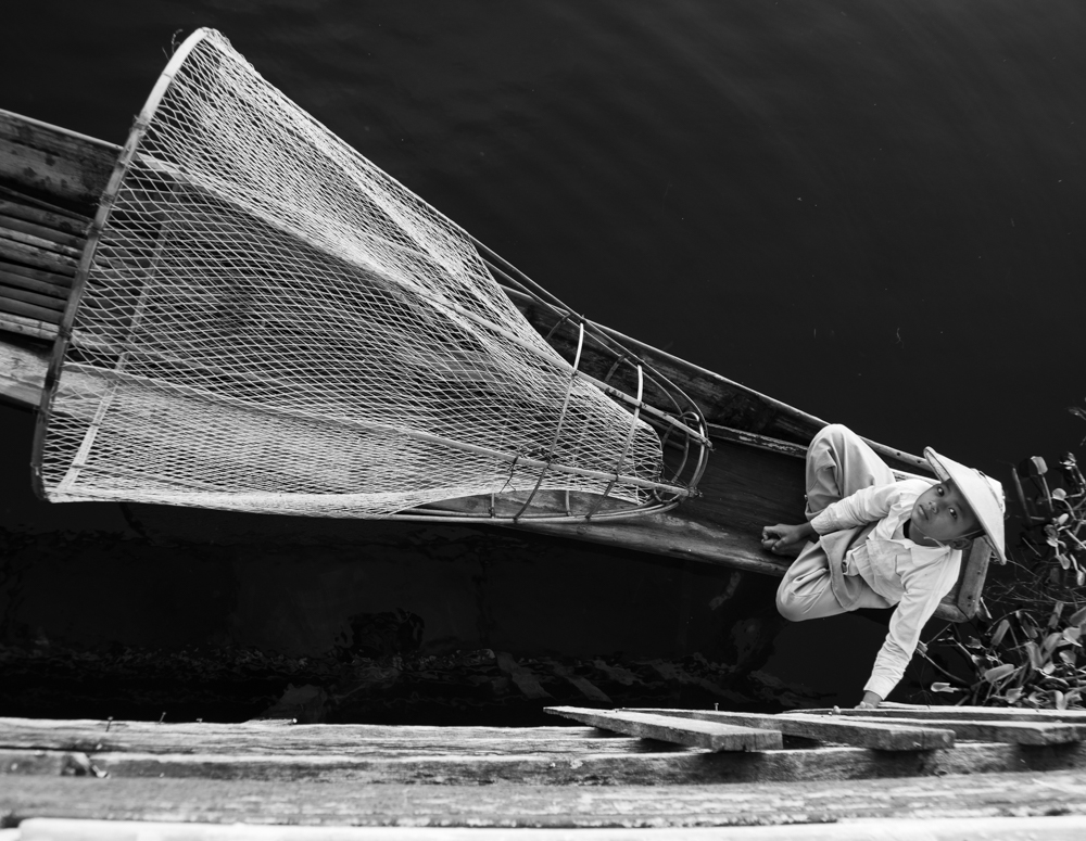 Young Fisherman Inle Myanmar by Paul M Turner