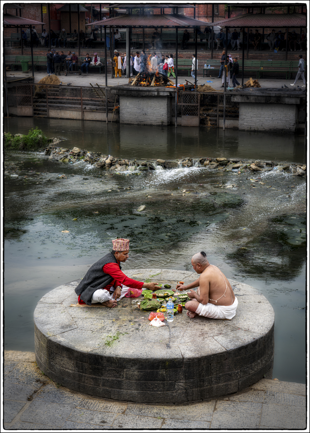 Lunch At Pashupatinath Burning Ghats Kathmandu by Brian Houghton