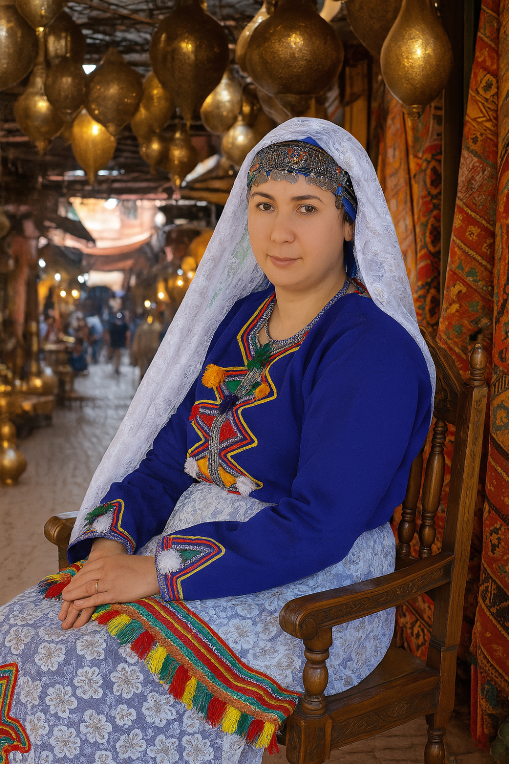Berber Woman In Marrakech Market by Glynn May