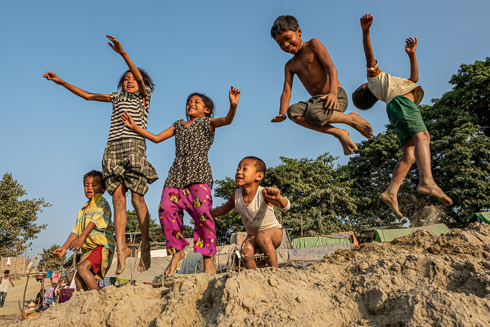 Fun On The Banks Of The River Irrawaddy Mandalay Myanmar by Jane Tearle