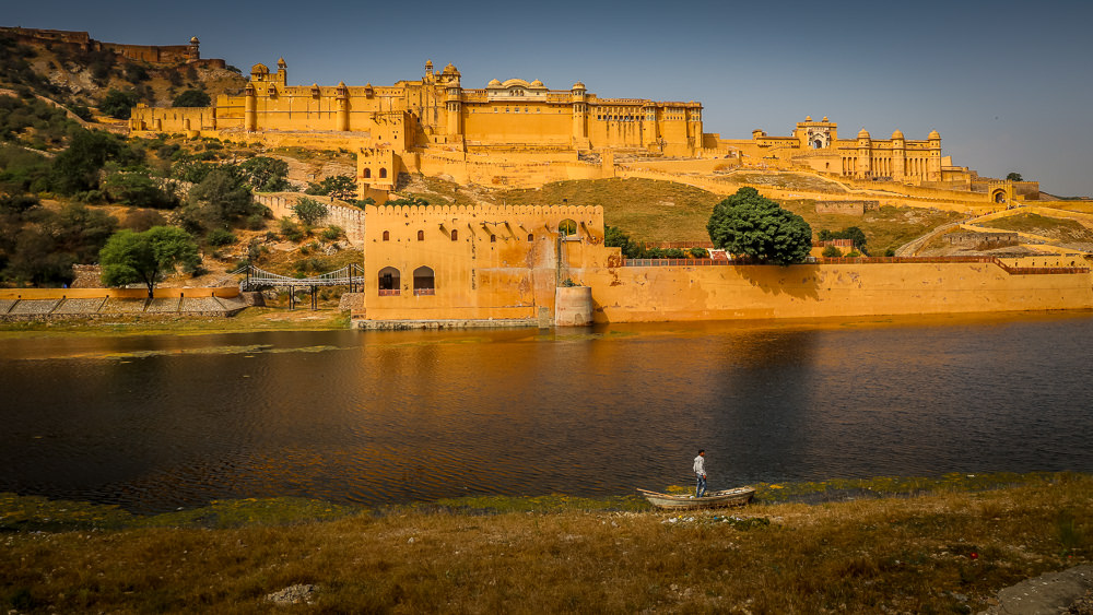 Lone Boatman At Amber Fort