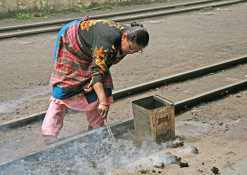 Collecting Hot Coal From The Darjelling Railway By Barbara Fleming