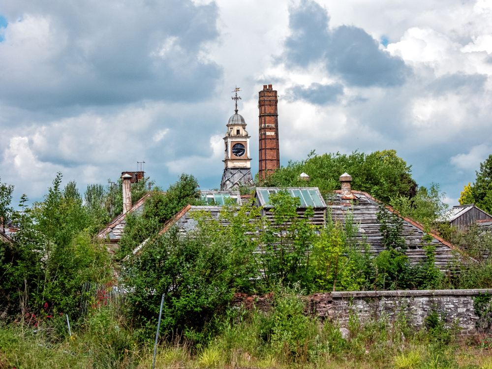 Clock tower and chimney, Talgarth Mental Hospital