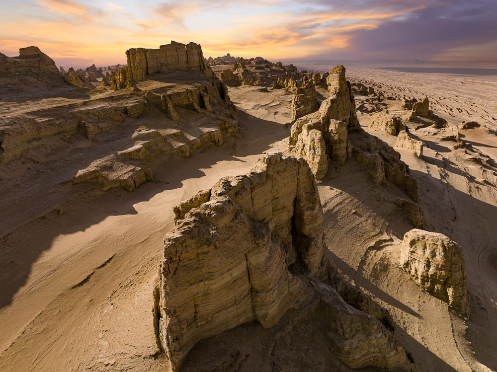 Yardang Landform at Sunset, China by Tao Jiang