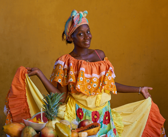 Palenquera Fruit Seller Of Cartagena Colombia