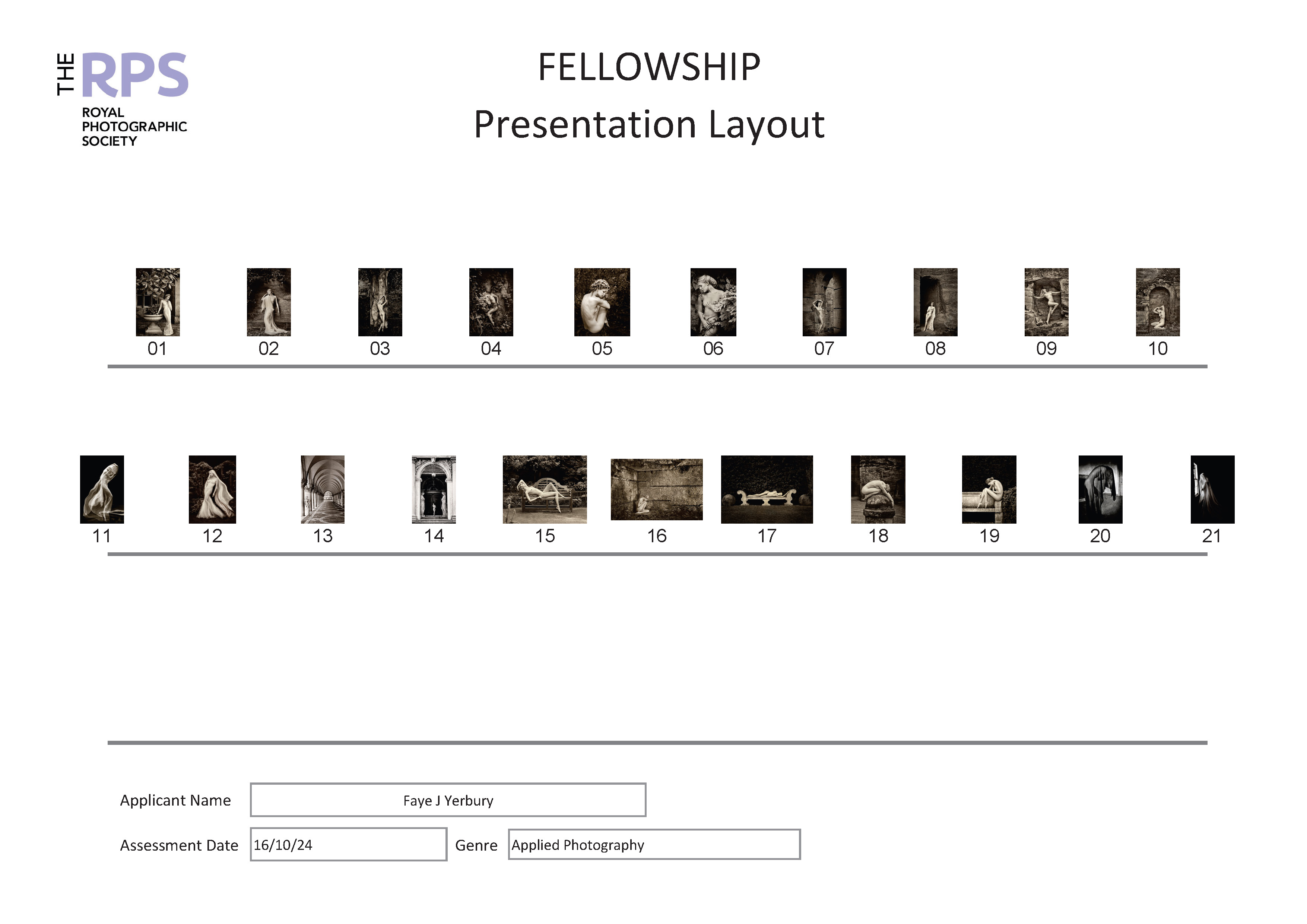 Faye Yerbury FRPS Presentation Layout