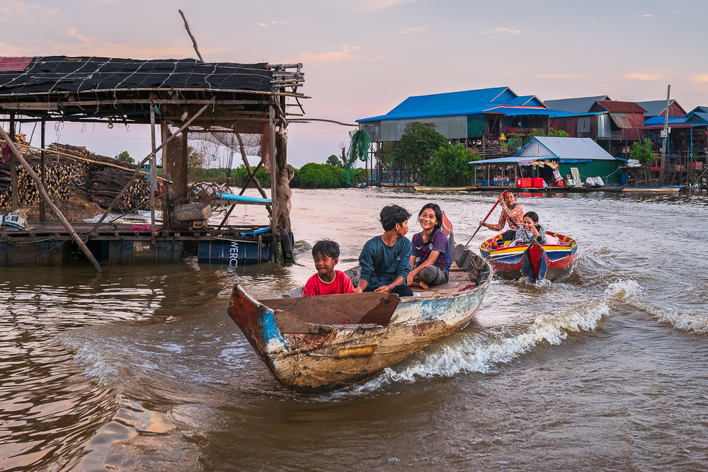 Boat Children, Tonlé Sap, Cambodia by Lachlan French