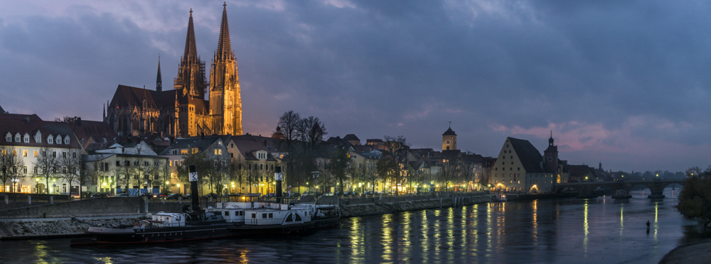 River Danube [Donau] At Regensburg, Bavaria, Germany by Allan Hartley