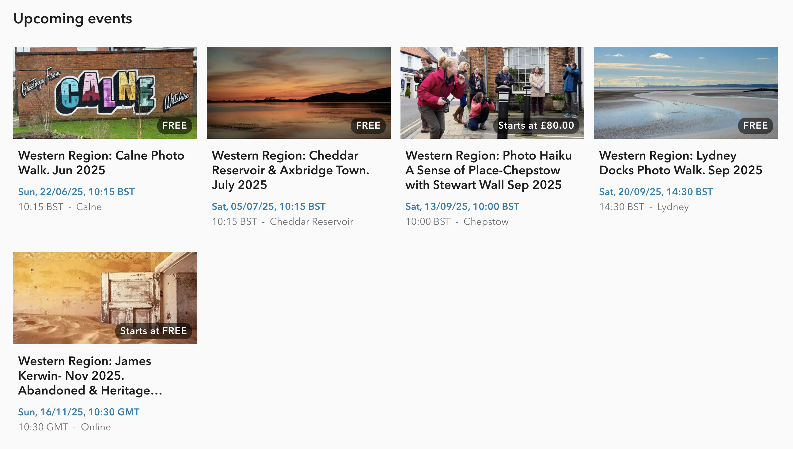 Upcoming RPS Western Region events