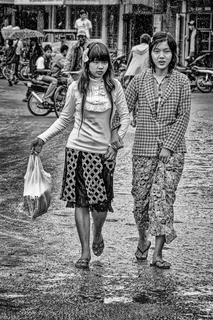 Shopping In The Rain, Myanmar by Andy Pinch