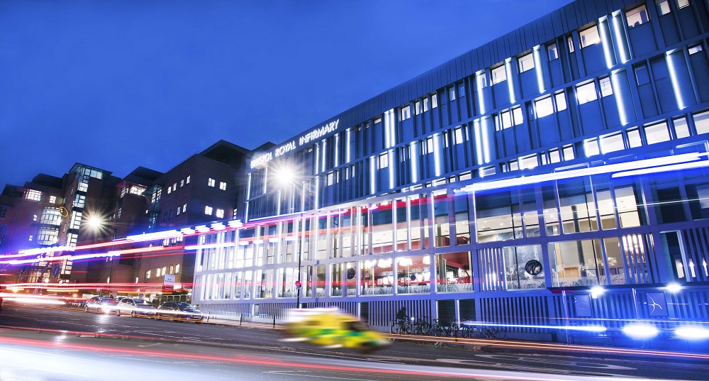 Bristol Royal Infirmary at night