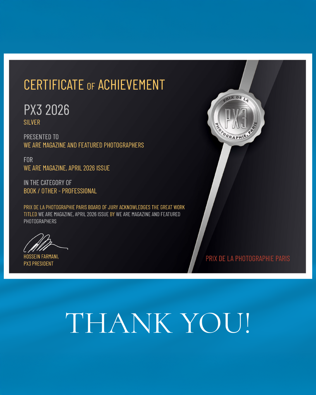 WE ARE Magazine – 2026 Prix de la Photographie Paris Silver Award