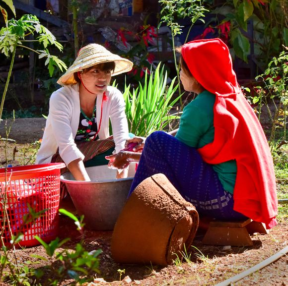 Washing In The Garden, Lake Inle Myanmar