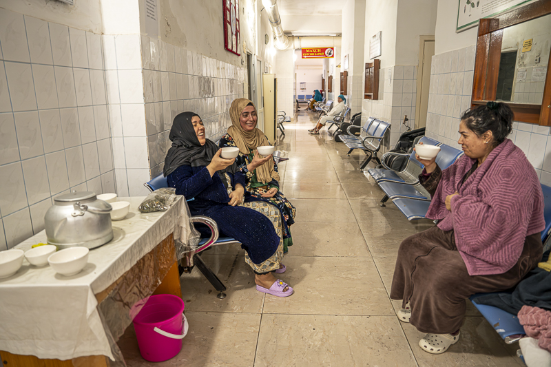 Drinking tea after treatments at the sanatorium, Tajikistan
