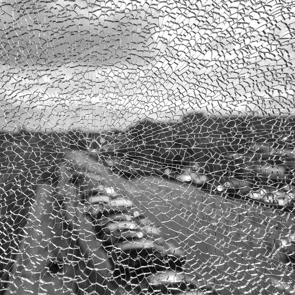 City viewed through broken glass