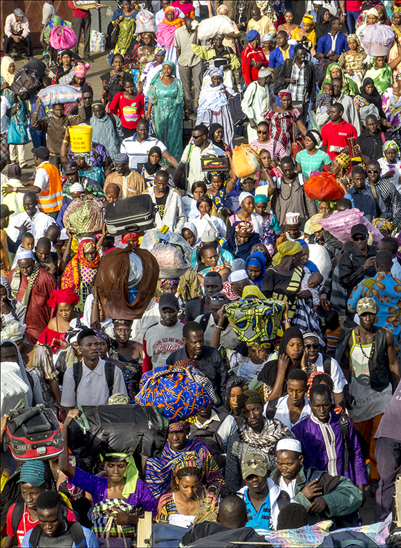 Boarding The Barra Ferry, Gambia