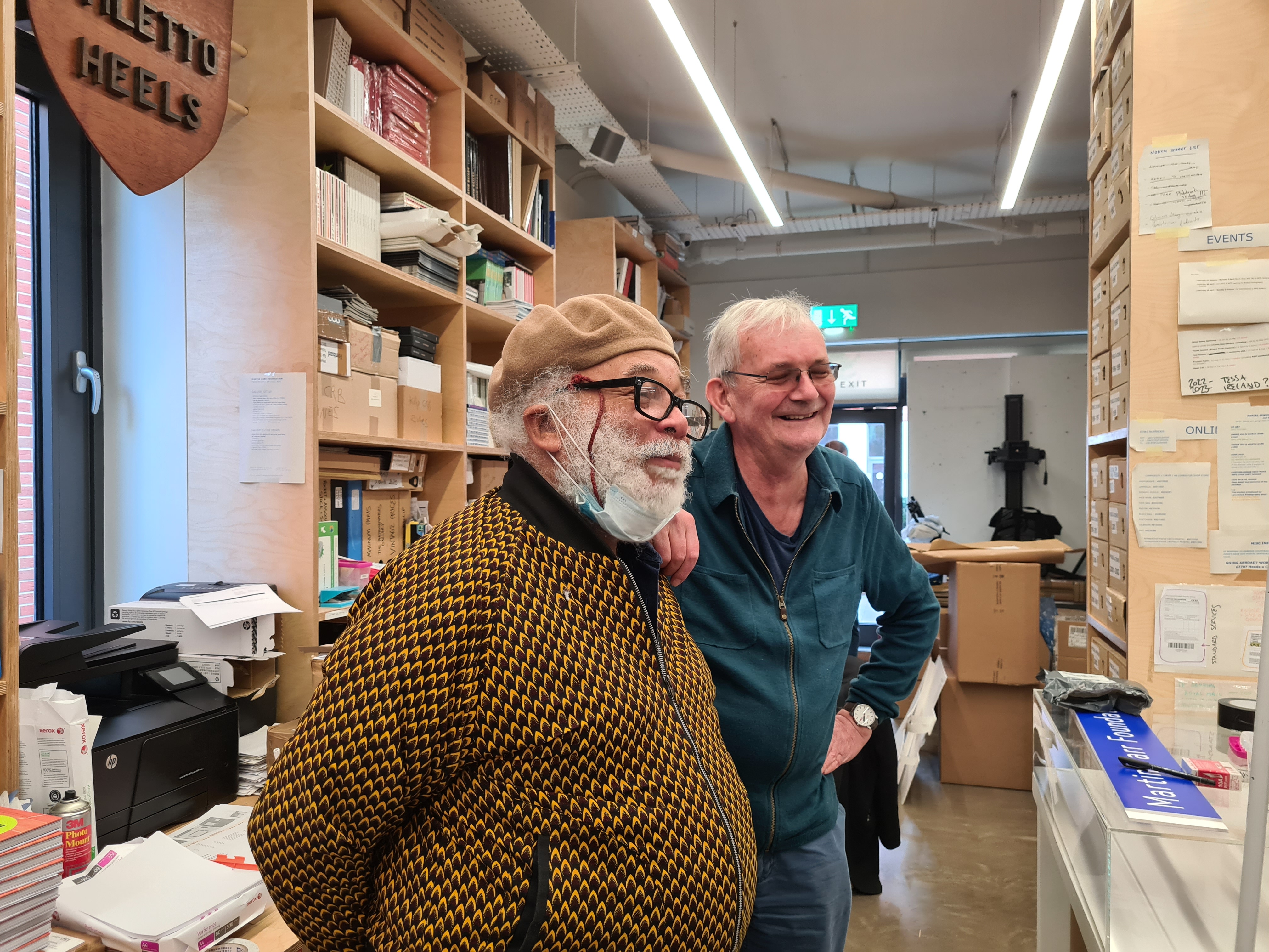 Martin Parr with Charlie Phillips in the Foundation, October 2021