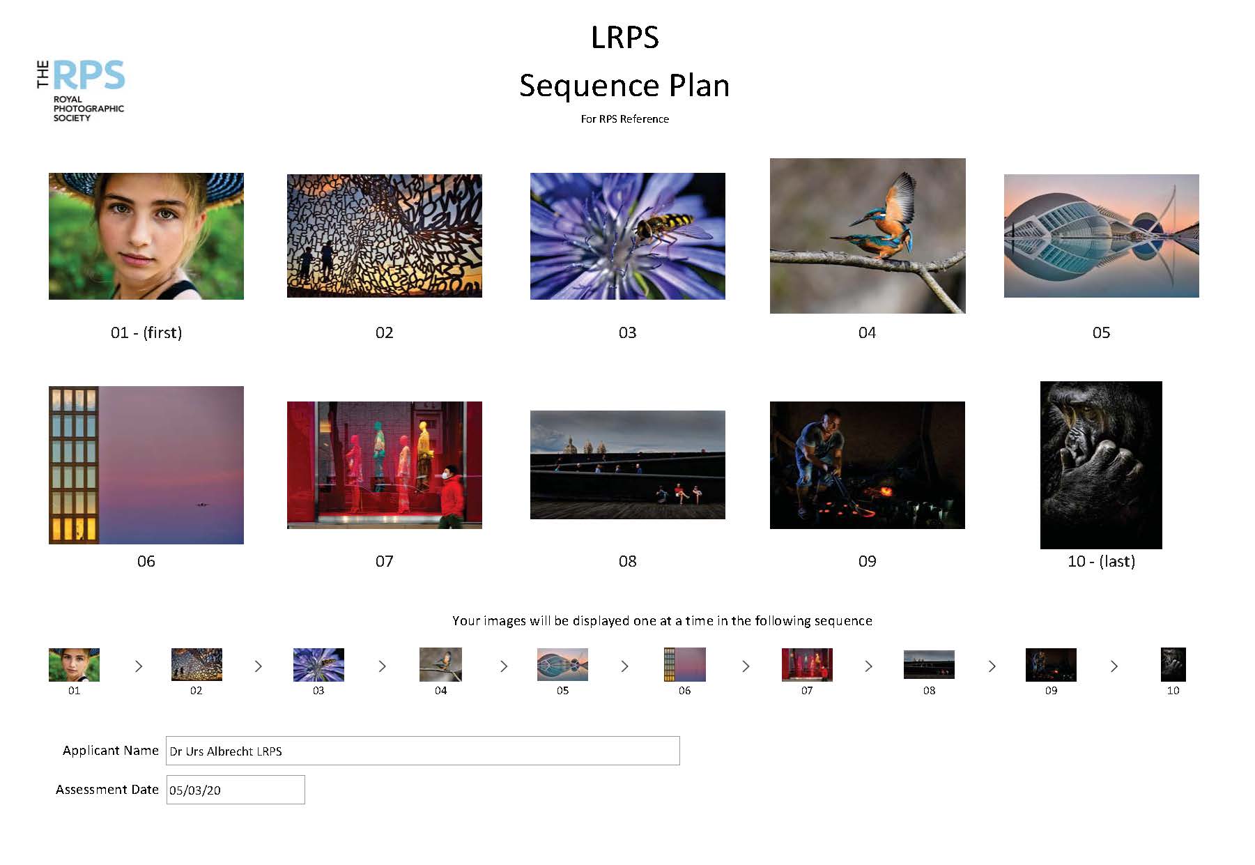 Urs Albrecht LRPS Sequence Plan