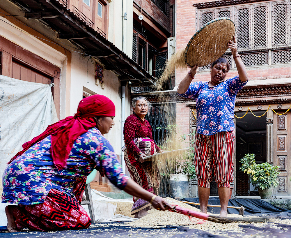 Winnowing, Kathmandu, Nepal by George Pearson