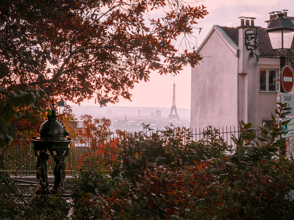 View Of The Eiffel Tower From The Courtyard Basilique Du Sacré Cœur De Montmartre